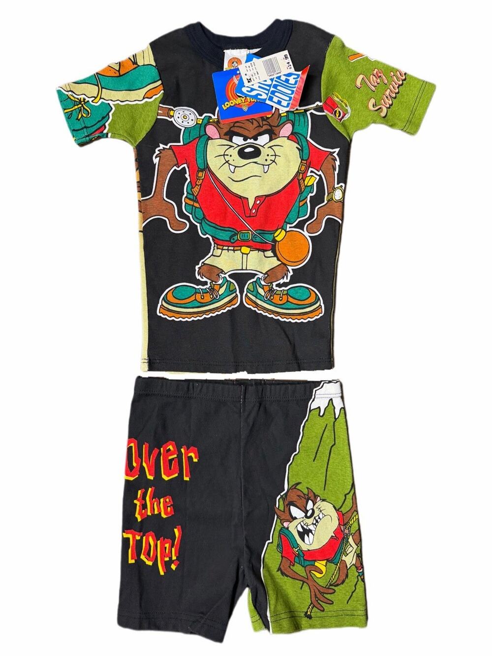 Vintage NWT 1997 Looney Tunes Taz Tasmanian Devil Pajama Set AOP Size 10 RARE